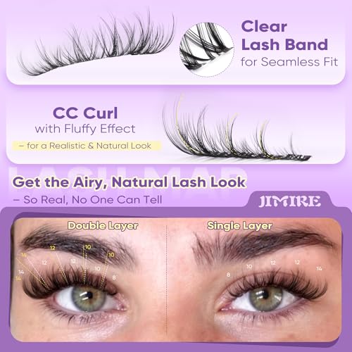 Image of Spider Breeze Lash Clusters Wispy Eyelash Clusters CC Curly Natural Lashes Clusters Fluffy Cluster Eyelash Extensions Natural Look 8-14MM Short Cluster Lashes for Clean Baddie Makeup Look by JIMIRE