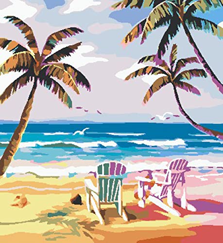 Peinture au diamant 5D plage colorée idée cadeau créatif mosaïque strass pour adulte