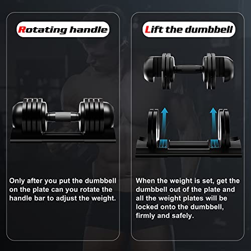 Altler Adjustable Dumbbell, 44Lbs Pair Dumbbell Set With Tray For Workout Strength Training Fitness, Adjustable Weight Dial Dumbbell With Anti-Slip Handle And Weight Plate For Home Exercise #TOP3