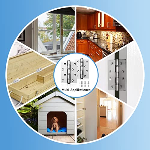 2 Stk Scharniere Edelstahl Türscharnier Außen Schwerlast Scharnier mit Kugellager 100*76*13mm Massiven Scharniere mit Schrauben Tür Schaniere Aussen Edelstahlscharnier für Tür,Fenster,Schrank,TierHaus