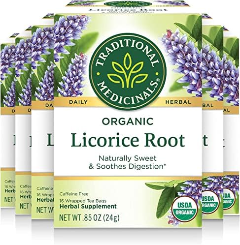 Traditional Medicinals Tea, Organic Licorice Root, Soothes the Digestive Tract & Promotes Respiratory Health, 96 Tea Bags (6 Pack)