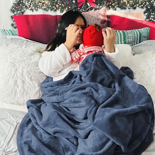 Image of Bedsure GentleSoft Fleece Bed Blankets Full Size Blue - Soft Lightweight Plush Fuzzy Cozy Luxury Blanket Microfiber, 84x90 inches