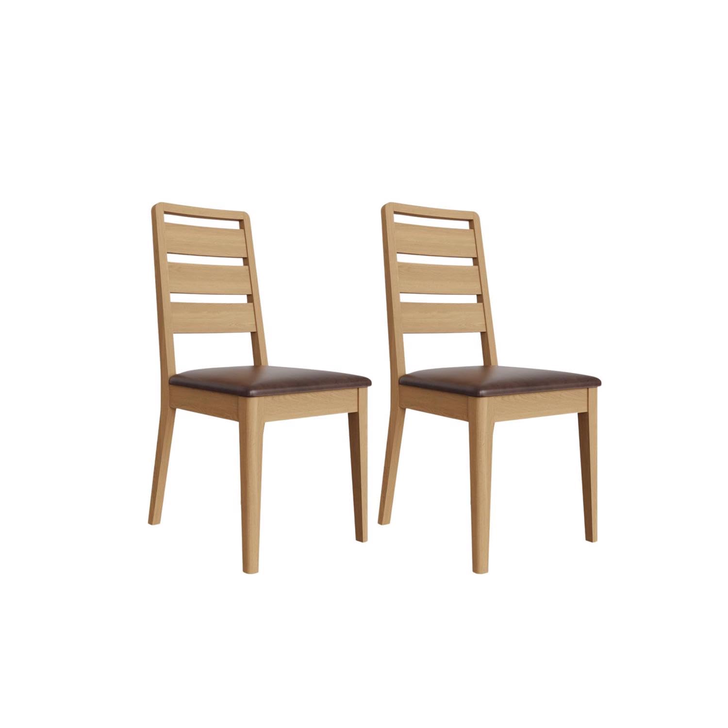 FWStyle Pair of Oak Dining Chairs Fully Assembled Padded Seat Pads Ladder Back Design.