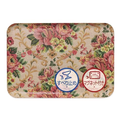 TATSU-CRAFT(タツクラフト) マグネットトレー M 33cm ヴィクトリアン オールドローズ 滑り止め マグネット トレー 北欧 収納 キッチン 冷蔵庫 磁石 長方形 プラスチック おしゃれ お盆 カフェ 滑らない 洗える 可愛い