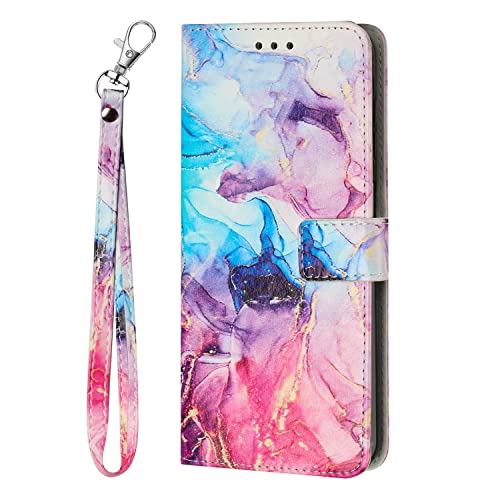 Étui portefeuille compatible avec iPhone 14 Pro Max avec porte-cartes en cuir synthétique à rabat avec fentes pour cartes - Étui portefeuille avec béquille résistante aux chocs - Rose violet Cover