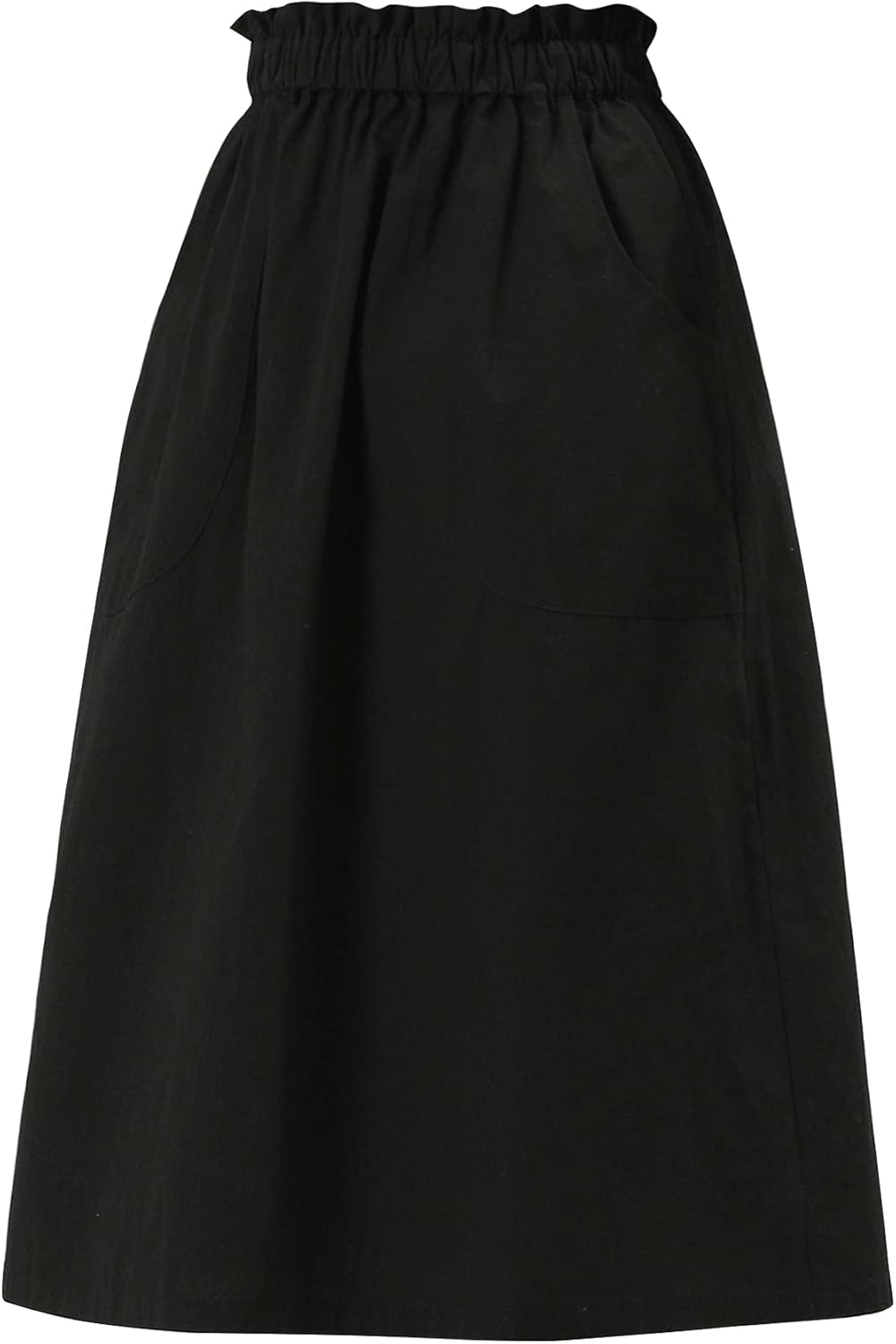 Allegra K Women's Cotton A-Line Skirt Elastic Waist Casual Peasant Midi Skirts with Pockets