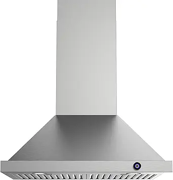 JOCO 30 Inch Wall Mount Range Hood, 900 CFM Stainless Steel Kitchen Chimney Vent Hood, Convertible for Ducted or Ductless Installation, 4-Speed Knob Control P02-30K