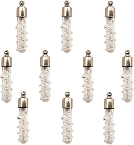 10 piezas 1.319x0.276 in 3D serpiente vidrio frasco colgante collar colgante botella deseos encanto cristal medallón
