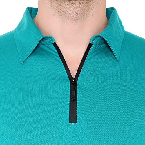 Image of Men's Cotton Blend Full Sleeve Zip Neck Polo T-Shirt (Pack of 1)