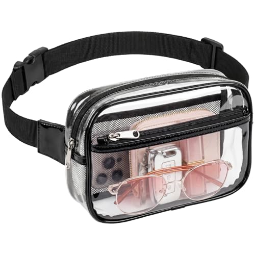 Packism Clear Fanny Pack Stadium Approved - with Inner Mesh Pocket, Black