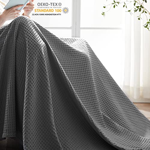 Grt Waffle Weave Blanket Queen Size For Bed - Soft Lightweight Cozy Blanket All Season, Dark Grey Waffle Blanket For Couch Bed Sofa - Warm Woven Blanket Home Decoration (90"X90", Dark Grey) #TOP1