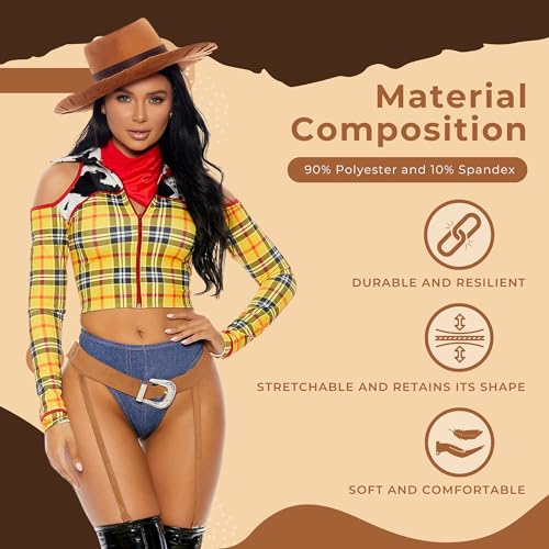 Forplay Women's Playtime Sheriff Sexy Cowboy Movie Character Costume Adult Costume, Yellow, L/XL by Forplay - Image 3