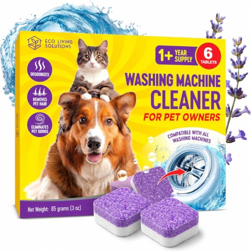 ECO LIVING SOLUTIONS Washing Machine Cleaner Tablets for Pet Owners, 36 Pack, Front&Top Load Washer Deep Cleaning, HE & Septic Tank Safe, Remove Pet Hair...