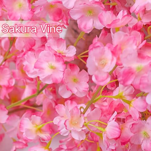 Bebochoi 3 Stück Künstliche Kirschblüten Girlande, Kirschblüten Deko Girlande, 5,4m Rosa Blumengirlande für Hochzeit, Party, Frühling & Hausdeko, Hängende Kunstblumen Ranke für Room Wand Wohnzimmer