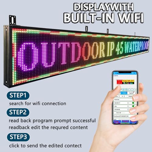 P10 Outdoor Full Color Programmable LED Signs with WIFI,High Brightness Scrolling LED Display for Advertising Sign Board (115"x 14") by WUSWENSZ - Image 6