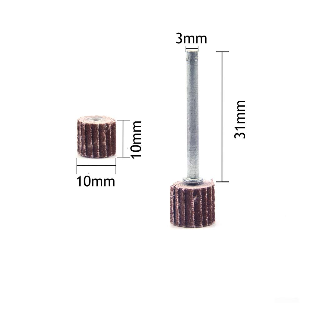 10 Szt. Tarcza Listkowa O Ziarnie 600 + 1 Szt. Trzpień 3 Mm Głowica Szlifierska Ściernice Listkowe Szczotka Narzędzie Obrotowe/10Mm Diameter
