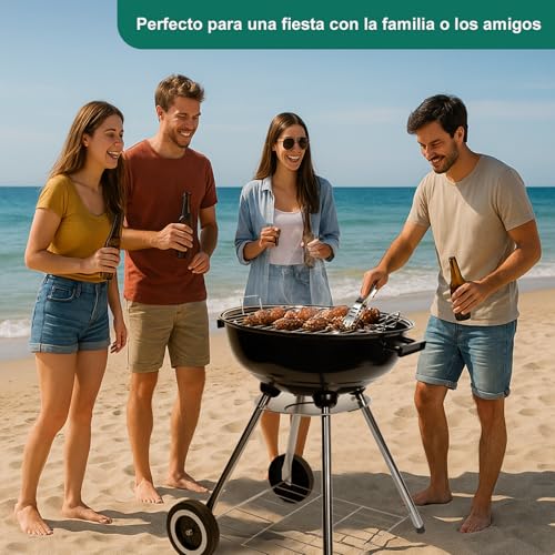 Barbacoa con tapa para control térmico y asado uniforme de carbón 6