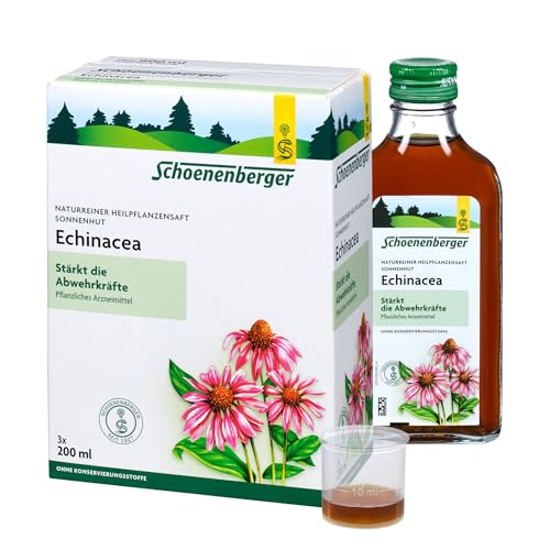 Schoenenberger - Echinacea naturreiner Heilpflanzensaft - 3x 200 ml Glasflasche - stärkt die Abwehrkräfte - freiverkäufliches Arzneimittel