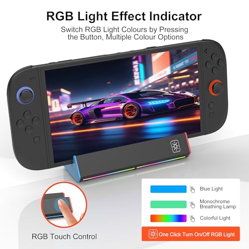 BRIBAT Switch 2 Dock Station for Nintendo Switch 2, Portable TV Docking Replacement Base Stand with 4K HDMI/Type C Port/3.0 USB Port/RGB Led Light for Official Nintendo Switch-2 by BRIBAT - Image 7