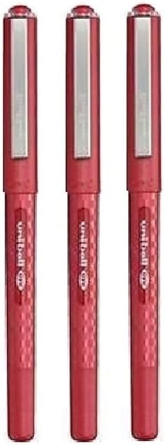 Uni Ball Eye Designer Red Rollerball Pen Fine 0.7mm Nib Tip 0.5mm Line Width Designer Series Quick Drying Pigment Ink UB-157D (Pack Of 3)