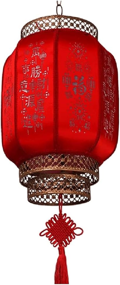 LIOONS Chinese Lanterns Chandelier Lantern with Chinese Knot 50/60cm Waterproof Sunscreen Hanging Lantern Paper Lantern Lamp