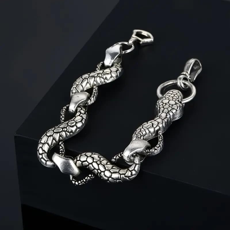 925 Sterling Silver Fashion Cobra Python Anaconda Giant Snake 7.5" Bracelet Affordable Matching Bracelets Elegant Accessories Daily Wear Jewelry Sleek Minimalist Designs