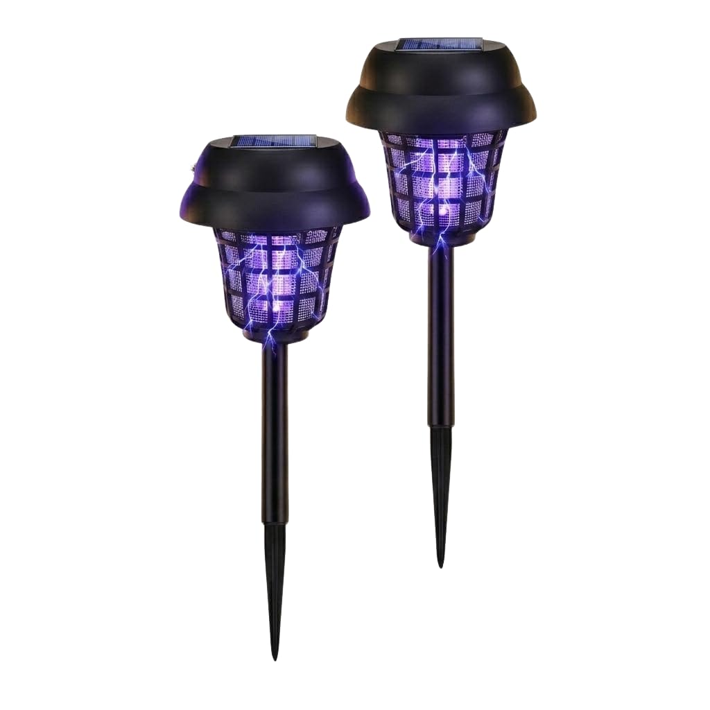 2-Pack Solar Bug Zapper, Waterproof Outdoor Mosquito & Flying Insect Killer for Moths, Gnats, Flies, Solar Powered Trap for Backyard, Garden, Patio, football Field