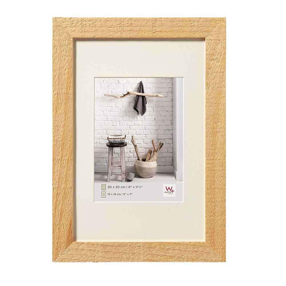 walther design Bilderrahmen natur 13 x 18 cm mit Passepartout, Home Holzrahmen HO318H