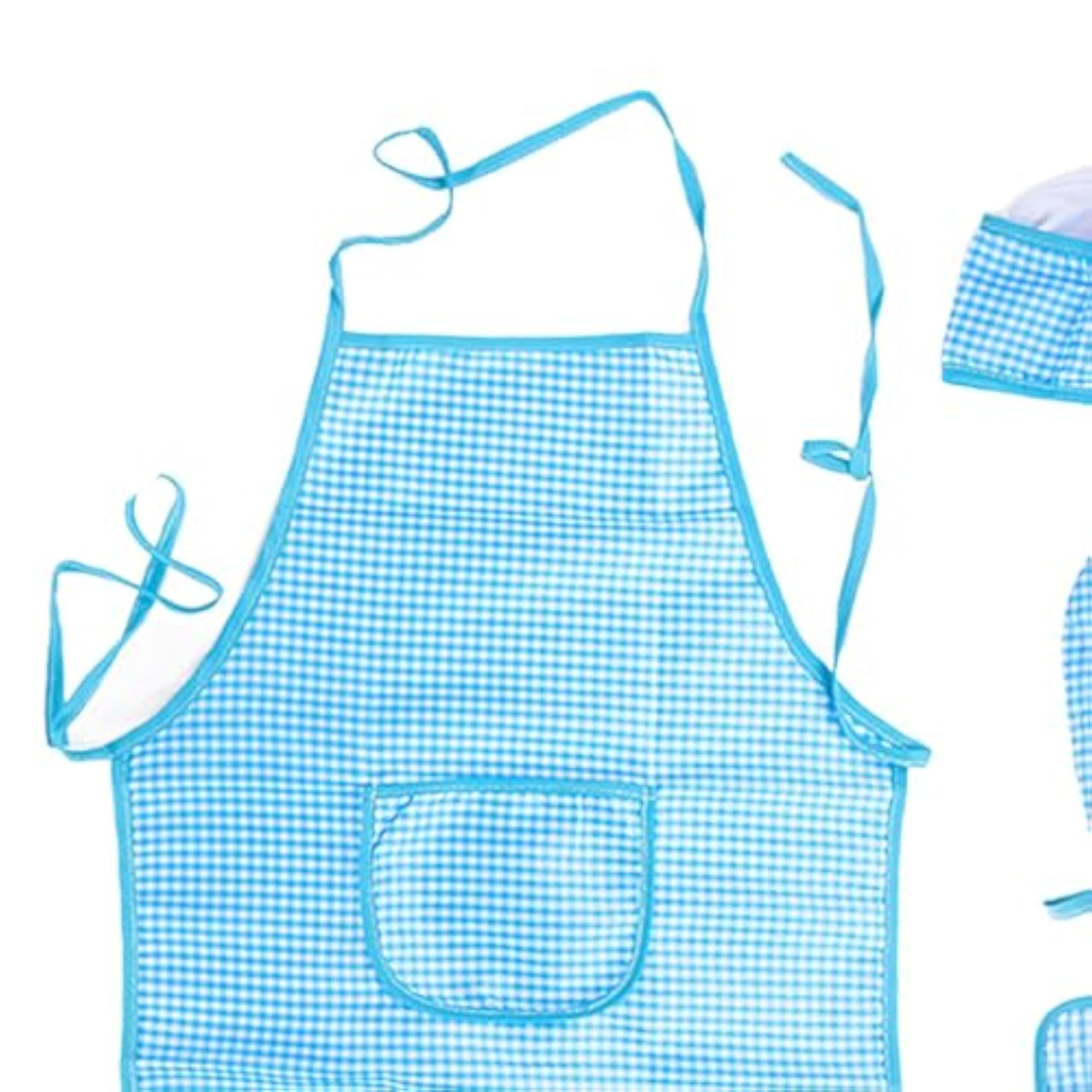 Kids Chef Costume Apron Set for Role Playing, Blue