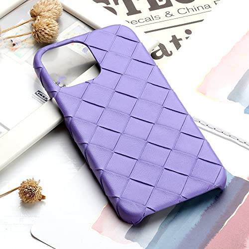 Coque iPhone 12 Pro Max BSAPP en cuir tressé violet