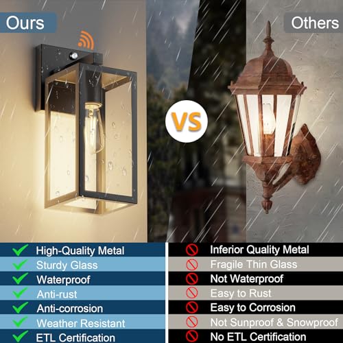 Image of Dusk to Dawn Porch Outdoor Light, 2 Pack Wall Light Fixtures Waterproof Exterior Wall Sconce Light Fixture with E26 Base for Patio Entryway Hallway (Bulb not Included)