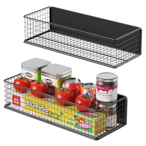 Image of SKNOOY 2Pack Magnetic Basket Organizer Holder for Fridge Magnetic Storage Bin Box Containers for Refrigerator Whiteboard Classroom