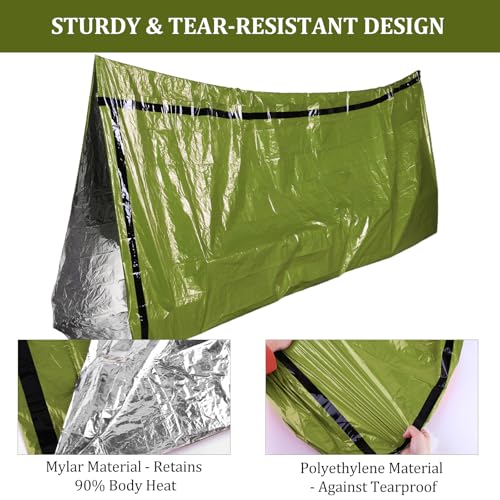 Image of Emergency Sleeping Bag - Portable Emergency Blanket for Survival Gear, Thermal Bivy Sack with D-Type Buckle, Waterproof & Lightweight for Camping, Hiking, Outdoor (2 /3 /5 Pack)