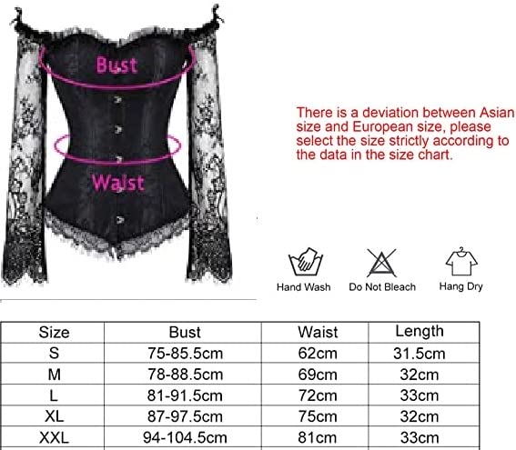 Korsett Tops für Frauen Korsett Überbrust Dessous Schnürung Rücken Bustier Top Mode Korsetts mit Ärmel Abendkleid – Bild 3