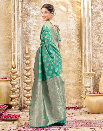 Image of SIRIL Women's Silk Jacquard Banarasi Saree With Unstitched Blouse Piece