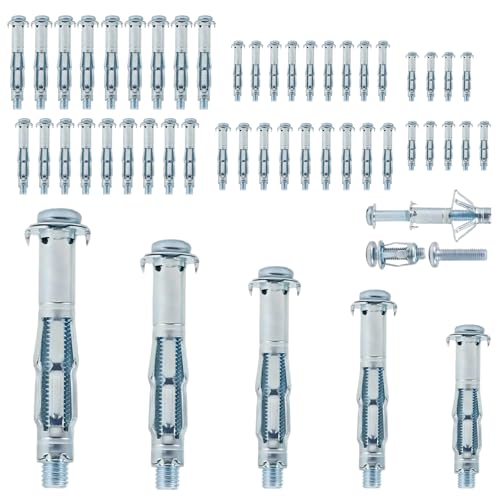 Hollow Wall Fixings Anchor 50 PCS Heavy Duty Metal Plasterboard Cavity Wall Fixings Anchors Plugs Plasterboard Fixing Heavy Duty Screws Assorted