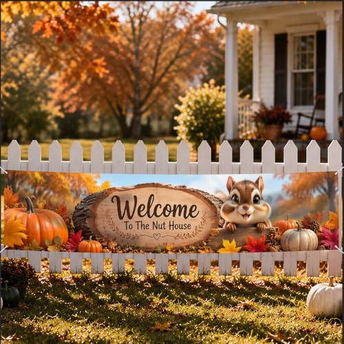 Image of Nuxovilar Happy Fall Banner,78.7 inchx17.7 inch Polyester