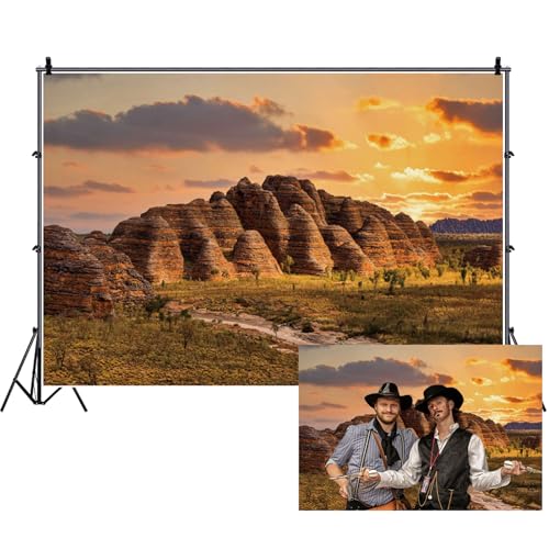 Renaiss 6x4ft Dusk Sunset Mountain Backdrop American Desert Arid Cactus Tropical Shrub Outdoor Nature Scenery Photography Background for Outdoor Adventure Travel Theme Photo Studio Props