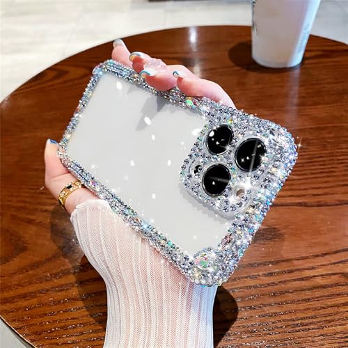 Coque silicone transparente à paillettes cristal pour iPhone 15 Plus antichoc