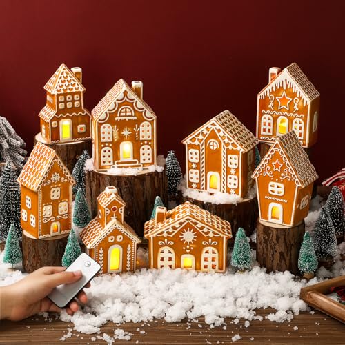 WILLBOND 29 PCS LED Gingerbread Christmas Village...