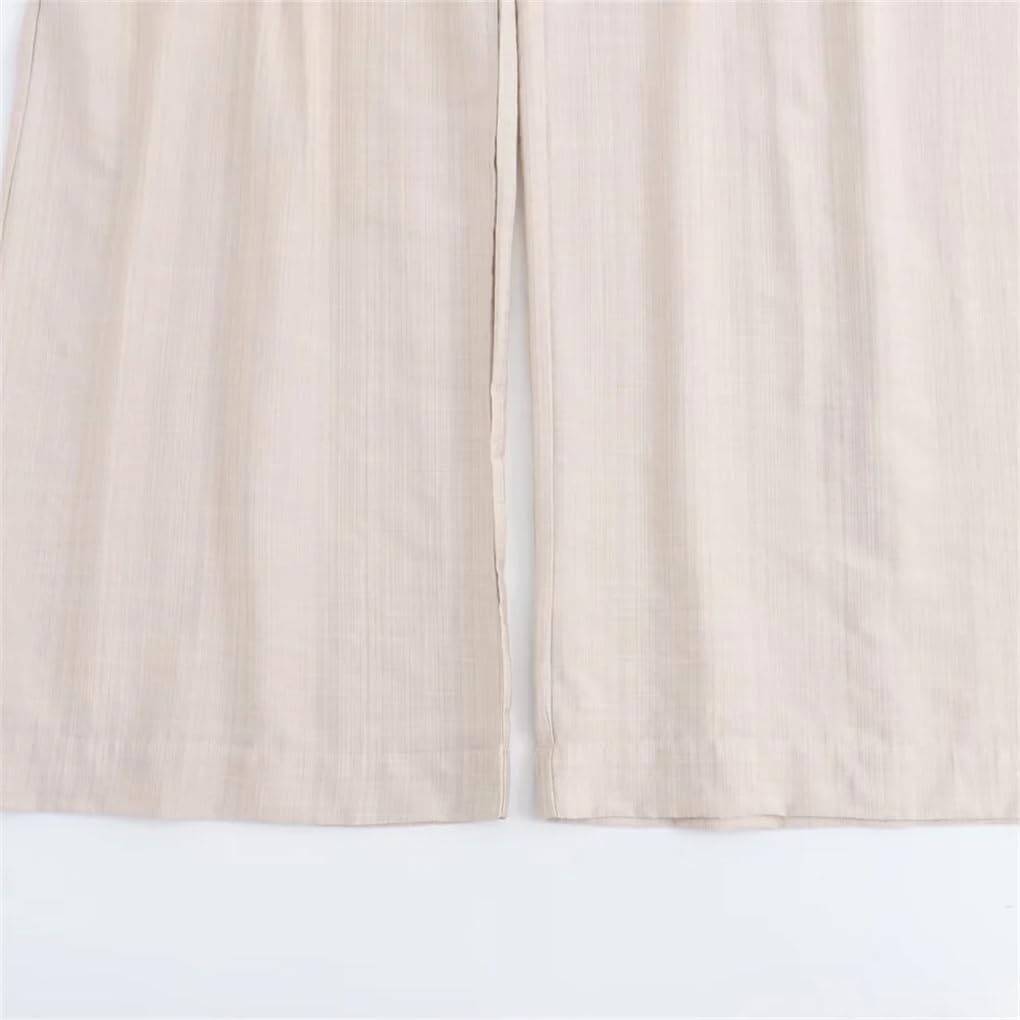 Women's Pleated Solid Bow Side Tie Straight Pants