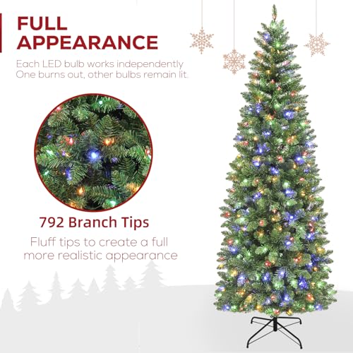 Image of Hykolity 7.5 ft Prelit Pencil Christmas Tree with 792 Branch Tips