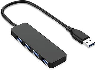 USB Hub, 4 Port USB 3.0 Ultra Slim Data Hub, USB Extension Hub Multi USB Port Hub, USB Splitter, USB Extender Lead Adapter for Macbook, Mac, iMac, Laptop, PC, USB Flash Drives, Mobile HDD, and More