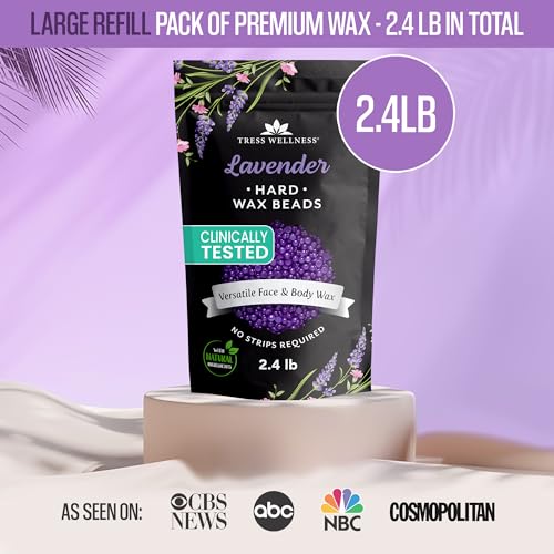 Image of Tress Wellness Wax Beads - Safe for Skin - Dermatologically Tested - At-Home Kit for Bikini, Brazilian & Full Body - Lavender 2.4 lb