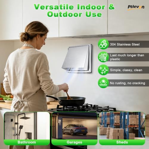 PTLEVYN 4-inch dryer vent cover, stainless steel exterior wall vent, comes with removable louvered cap, bird screen, protective screws, and rubber gasket (Silver opens, 4-inch 100mm Bird Screen Mesh) - 5