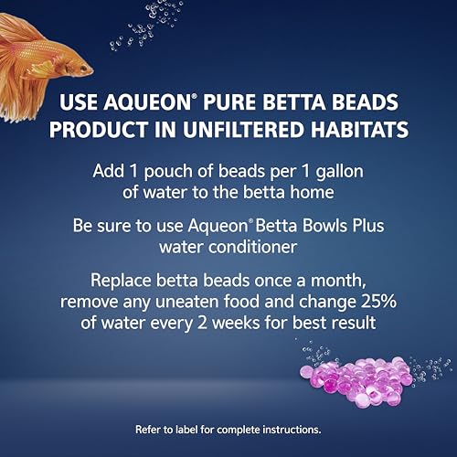 Image of Aqueon PURE Betta Beads, Water Care for Unfiltered Aquariums, Maintains Clear Water and Helps Breakdown Organic Sludge, Pink