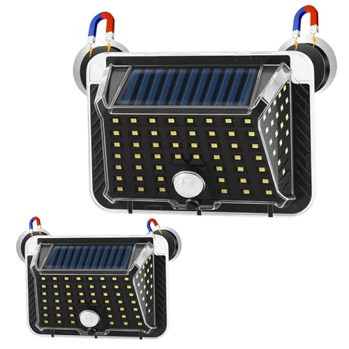 EJYTRVT Magnetic RV Solar Lights with Motion Sensor, Waterproof RV Exterior Lights for Camper, Trailer, 5th Wheel & Truck Porch, Outdoor Solar Lighting with Strong Magnets (2 Pack, Black)
