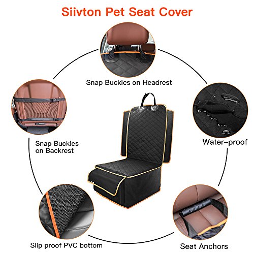Dog Front Seat Cover, Waterproof Scratchproof Pet Seat Cover with Storage Bag Extra Wide Side Flaps, Nonslip Quilted Durable Seat Cover for Cars Trucks & SUVs - Thumbnail 5