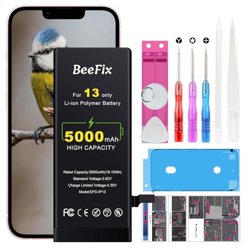 Beefix Akku für iPhone 13 5000 mAh hohe Kapazität mit Reparaturwerkzeugen