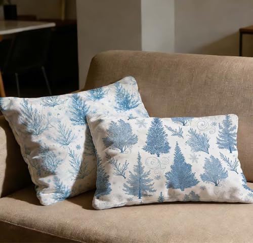 Taie d'oreiller 60x90 lot de 2 en velours blanc avec motif arbre O-172C - 2